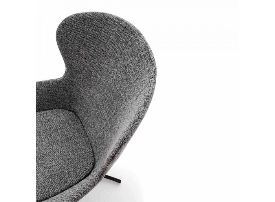Fabric Armchair with Swivel Base in Precious Metal Made in Italy - Papaya Viadurini