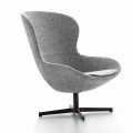 Fabric Armchair with Swivel Base in Precious Metal Made in Italy - Papaya