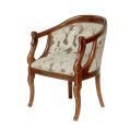 Armchair in Decorated Fabric and Patinated Walnut Structure Made in Italy - Citrino
