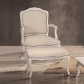 Armchair in Juma Fabric and White Waxed Wood Structure Made in Italy - Luna