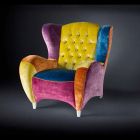 velvet armchair worked quilted and ribbed edge Schinke Viadurini