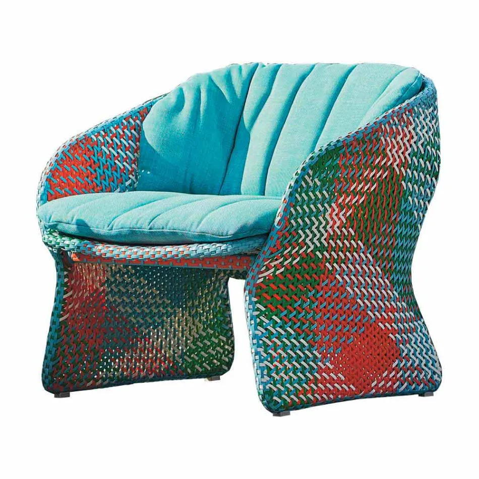Upholstered Outdoor Lounge Armchair, in Synthetic Fiber - Maat by Varaschin Viadurini