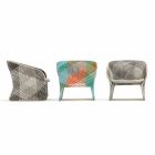 Upholstered Outdoor Lounge Armchair, in Synthetic Fiber - Maat by Varaschin Viadurini