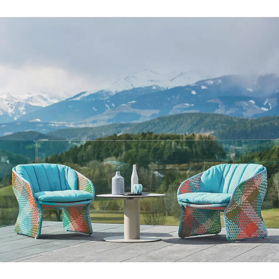 Upholstered Outdoor Lounge Armchair, in Synthetic Fiber - Maat by Varaschin Viadurini
