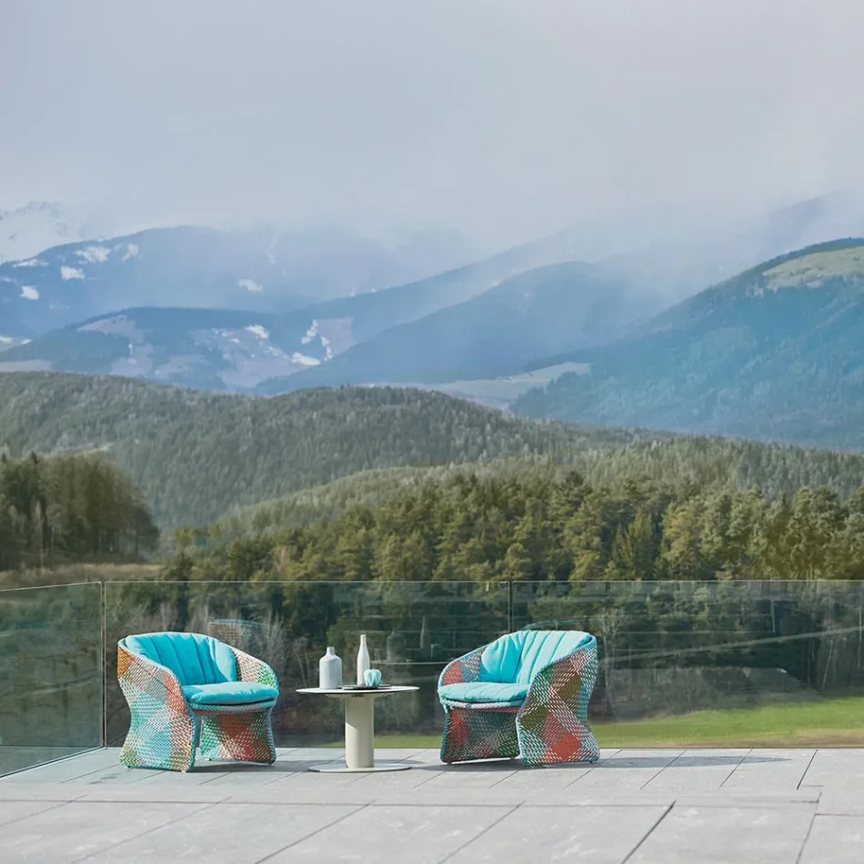 Upholstered Outdoor Lounge Armchair, in Synthetic Fiber - Maat by Varaschin Viadurini