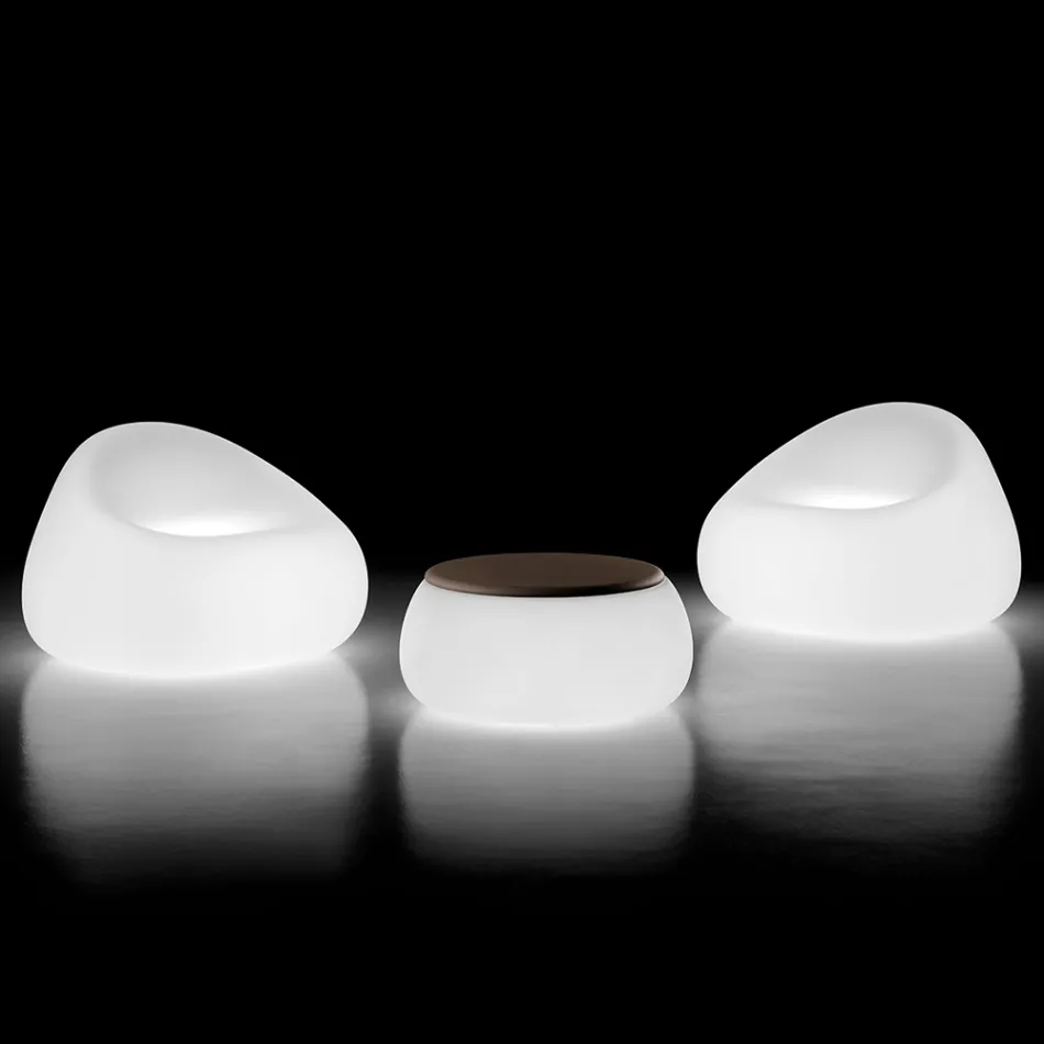 Outdoor Luminous Armchair with LED Light in Polyethylene Made in Italy - Ervin Viadurini