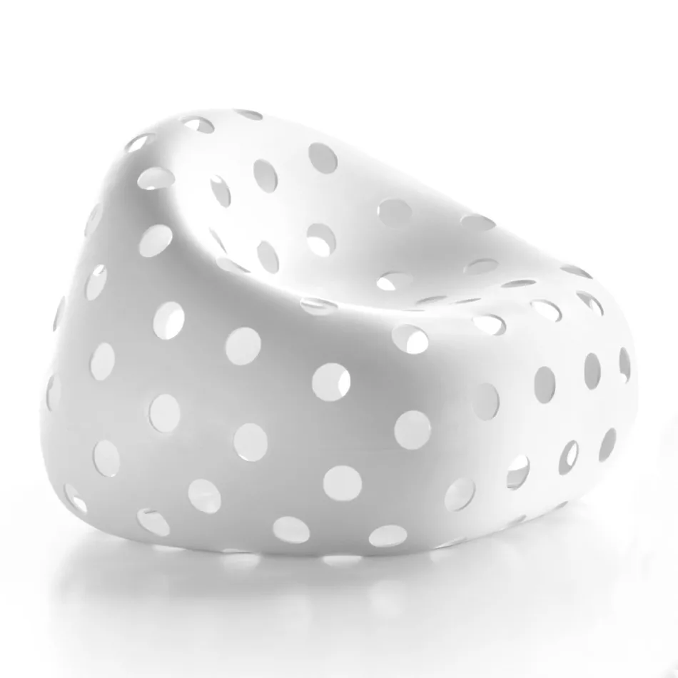 Luminous Outdoor Armchair in White Polyethylene Made in Italy - Asso Viadurini