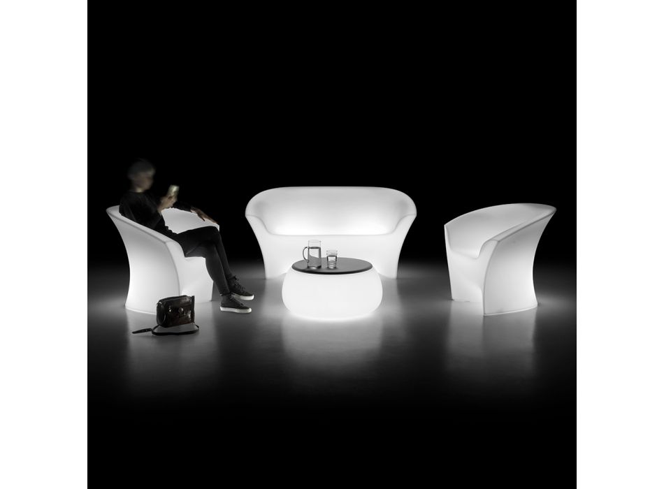 Outdoor Lighted Armchair in Polyethylene with LED Light Made in Italy - Conda Viadurini