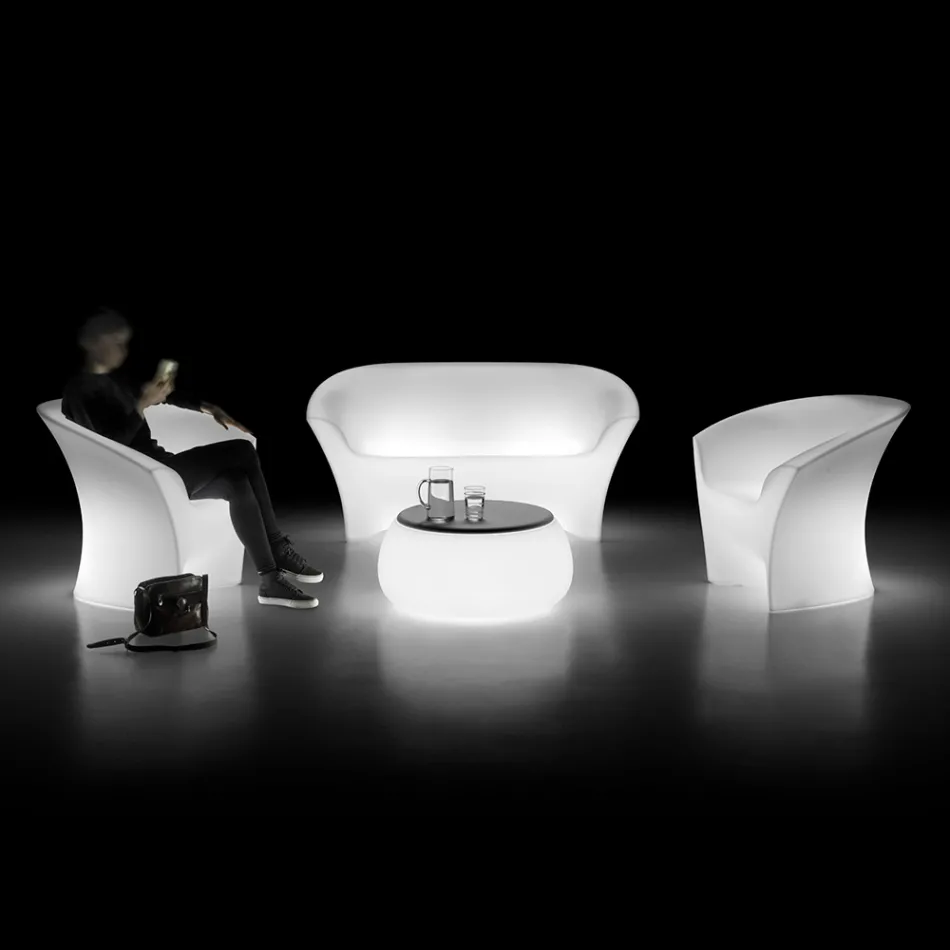 Outdoor Lighted Armchair in Polyethylene with LED Light Made in Italy - Conda Viadurini