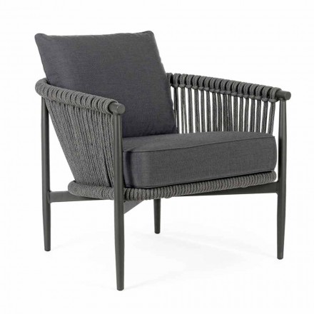 Modern Outdoor Armchair, Aluminum and Synthetic Fiber Homemotion - Salamander Viadurini