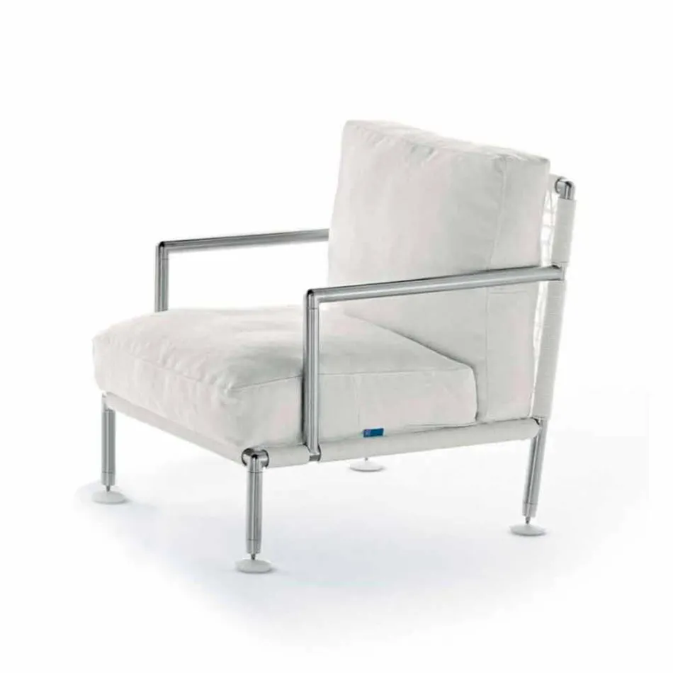 Modern Design Armchair in Steel and Black or White PVC for Outdoor - Ontario2 Viadurini