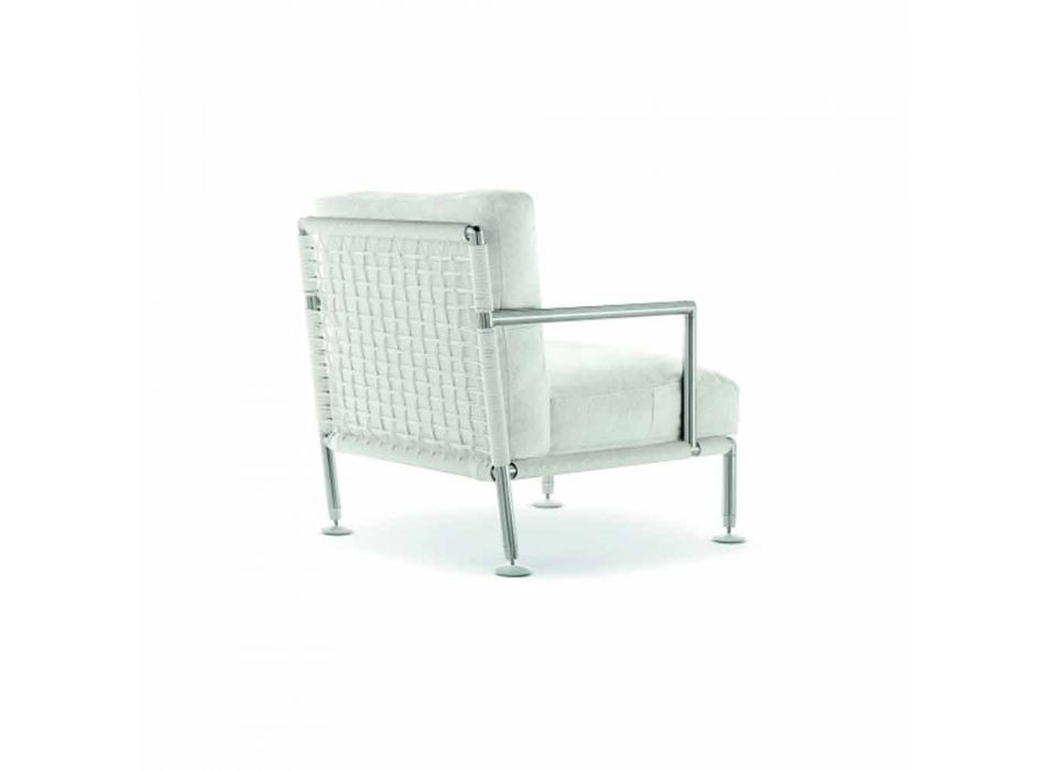 Modern Design Armchair in Steel and Black or White PVC for Outdoor - Ontario2 Viadurini