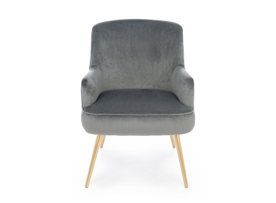 Modern Armchair in Steel and Velvet Effect Seat 3 Finishes - Matty Viadurini