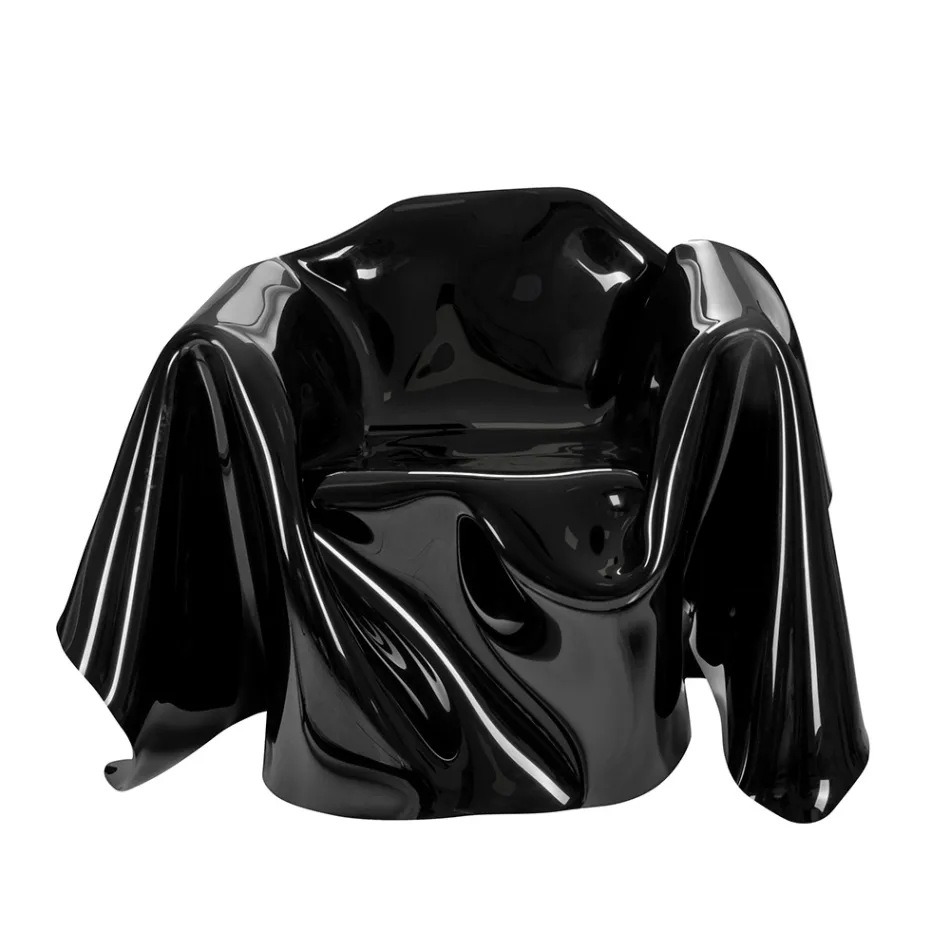 Delia - Modern Black Plexiglass Draped Armchair Made in Italy Viadurini