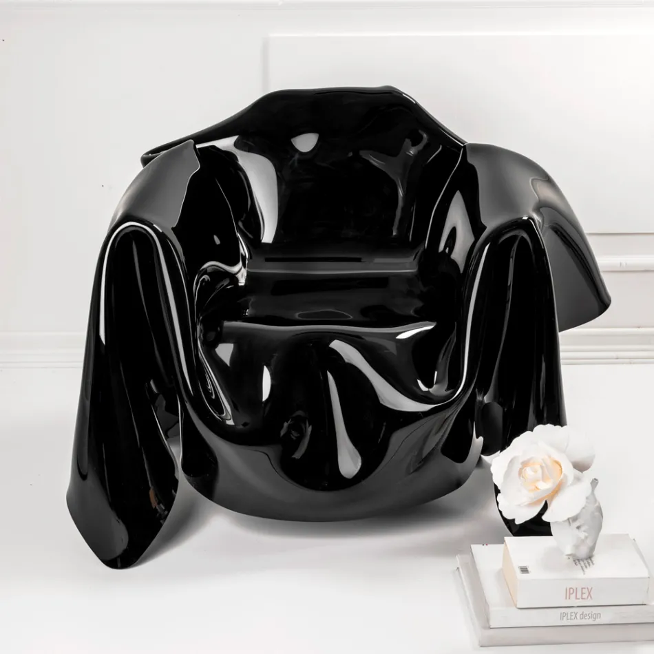 Delia - Modern Black Plexiglass Draped Armchair Made in Italy Viadurini