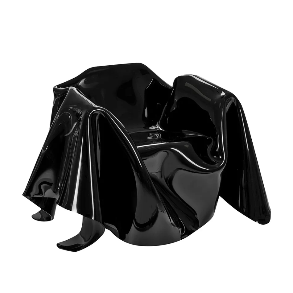 Delia - Modern Black Plexiglass Draped Armchair Made in Italy Viadurini