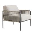 Outdoor Armchair in Steel and Rope with Cushions Made in Italy - Helga