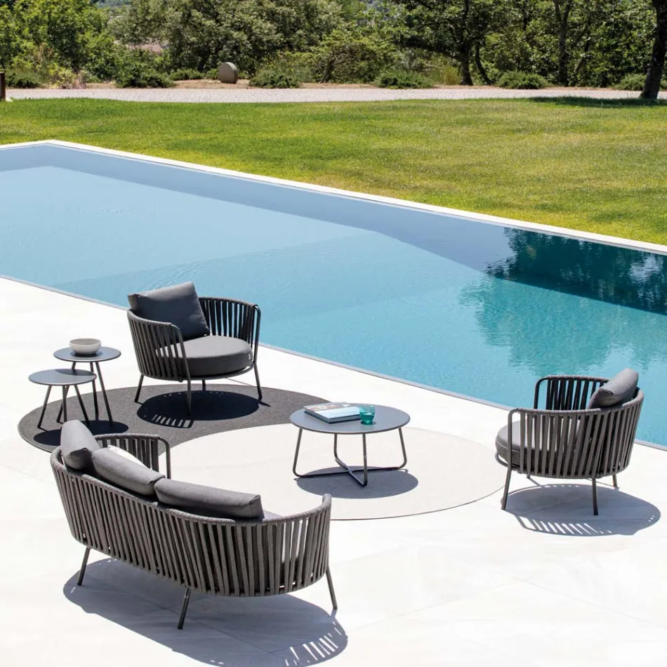 Outdoor Armchair in Steel Various Sizes and Cushions Included Made in Italy - Bronn Viadurini