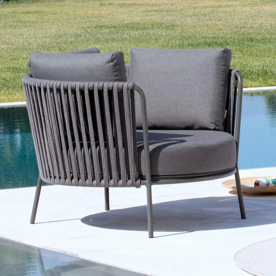 Outdoor Armchair in Steel Various Sizes and Cushions Included Made in Italy - Bronn Viadurini