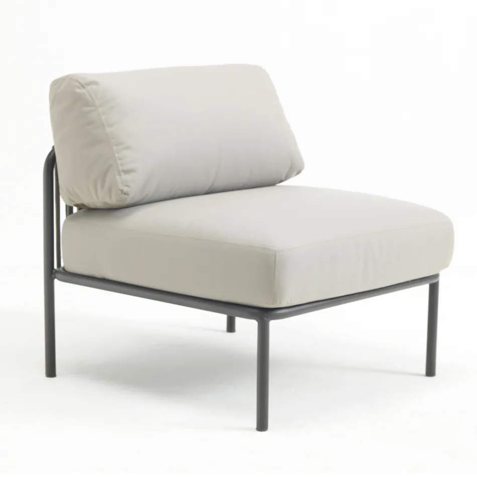 Outdoor Armchair in Galvanized Steel and Rope with Cushions Made in Italy - Helga Viadurini