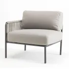 Outdoor Armchair in Galvanized Steel and Rope with Cushions Made in Italy - Helga Viadurini