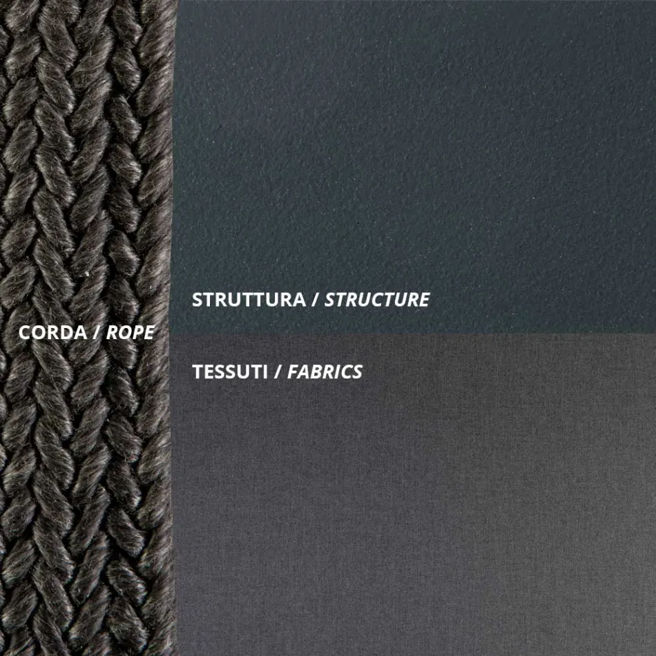 Outdoor Armchair in Galvanized Steel and Rope with Cushions Made in Italy - Helga Viadurini