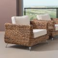 Outdoor Armchair in Banana Weaving with Cushions - Legolas