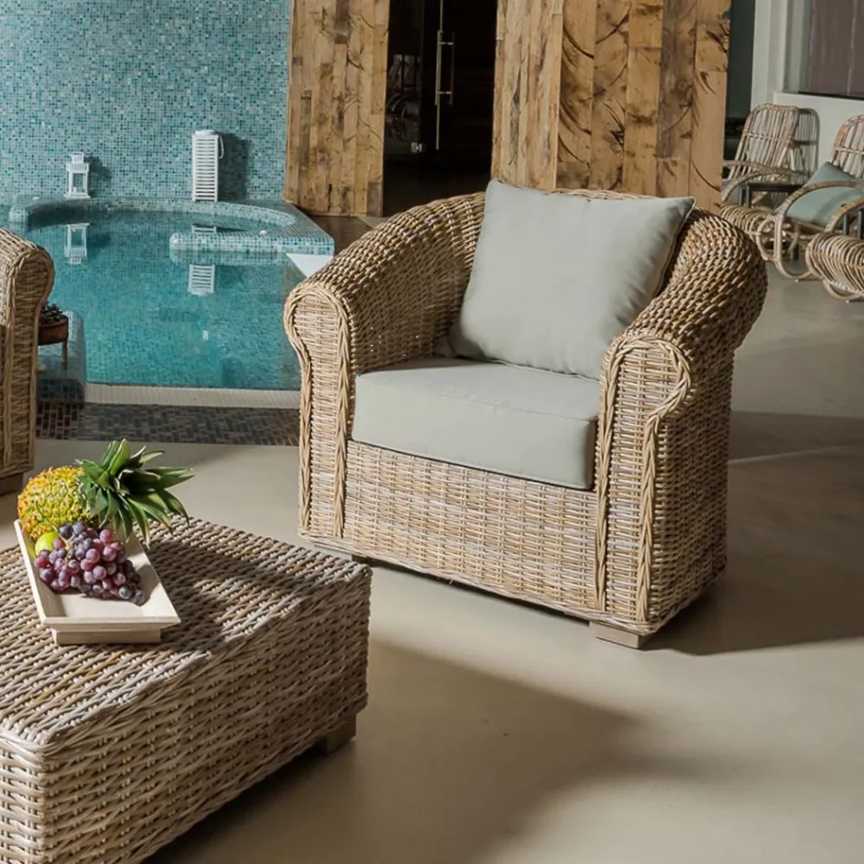 Outdoor Armchair in Kubù with Cushions Included - Isildur Viadurini