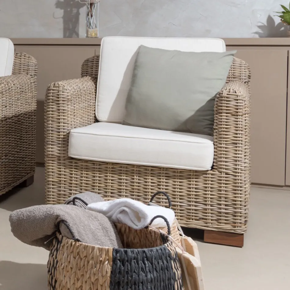 Outdoor Armchair in Gray Kubù with Cushions – Cerys Viadurini
