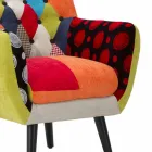 Modern Design Colored Patchwork Armchair in Fabric and Wood - Koria Viadurini