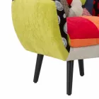 Modern Design Colored Patchwork Armchair in Fabric and Wood - Koria Viadurini