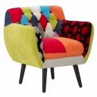 Modern Design Colored Patchwork Armchair in Fabric and Wood - Koria Viadurini