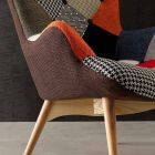 Multicolor patchwork armchair with Veronica solid wood legs Viadurini