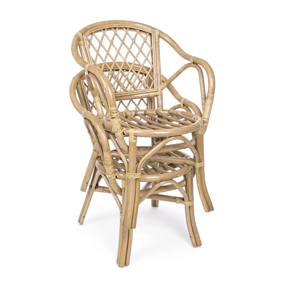 Outdoor Armchair in Natural Rattan Stackable Garden - Spora Viadurini