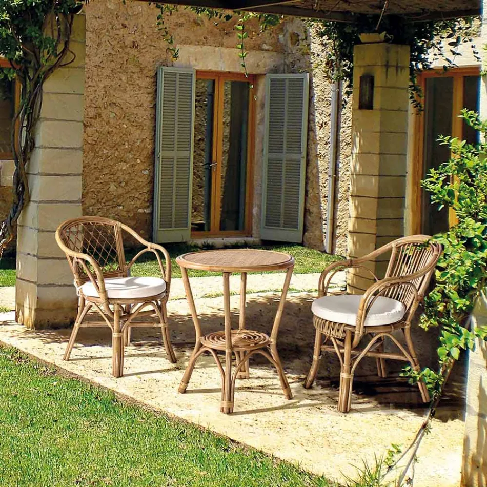 Outdoor Stackable Garden Armchair in Natural Rattan - Spora Viadurini