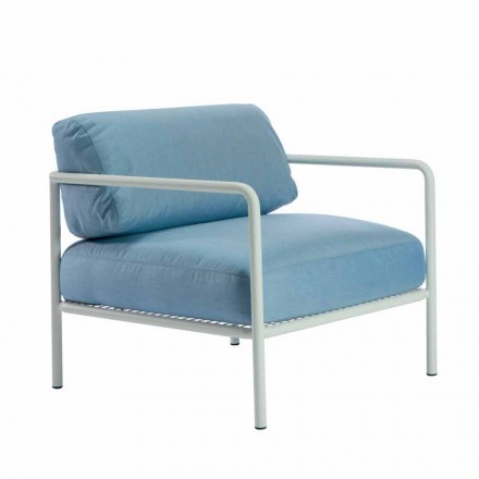 Outdoor Armchair with Fabric and Metal Armrests Made in Italy - Cola Viadurini