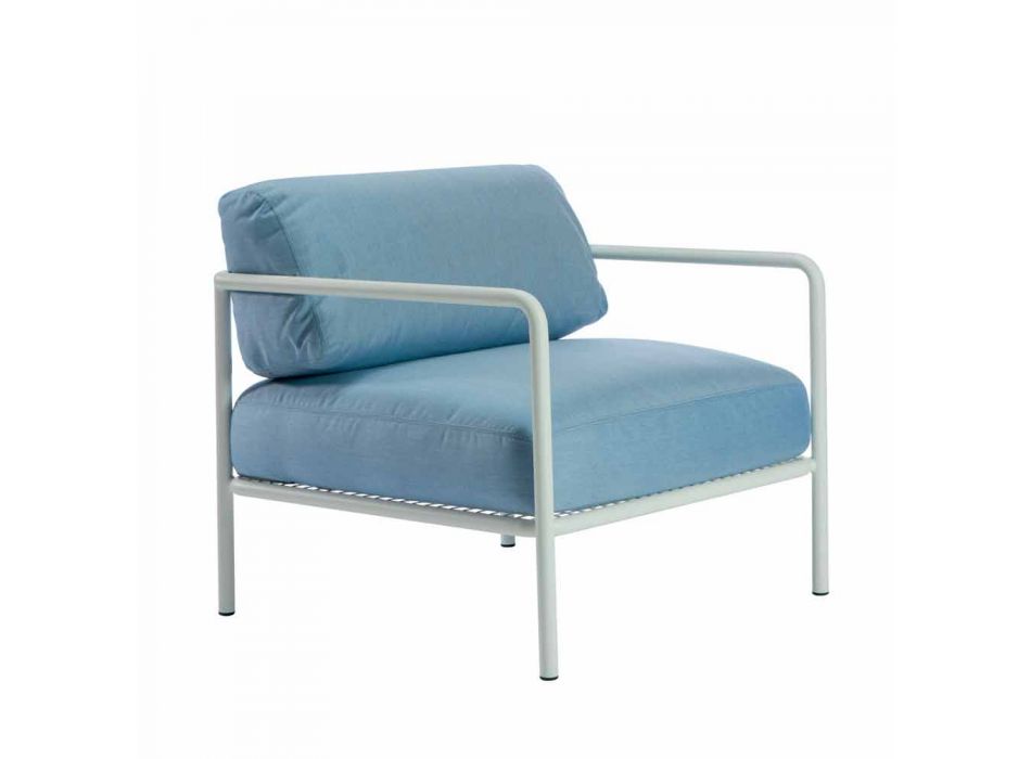 Outdoor Armchair with Fabric and Metal Armrests Made in Italy - Cola Viadurini