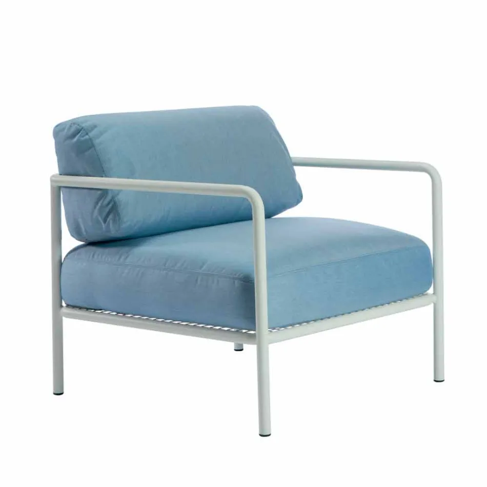 Outdoor Armchair with Fabric and Metal Armrests Made in Italy - Cola Viadurini