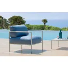Outdoor Armchair with Fabric and Metal Armrests Made in Italy - Cola Viadurini