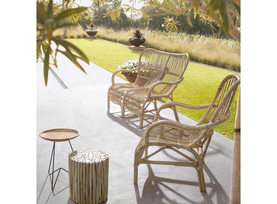 Outdoor Design Natural Rattan Garden Armchair - Melizia Viadurini