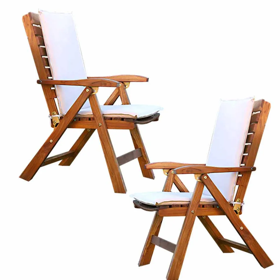 Folding teak garden armchair Viadurini