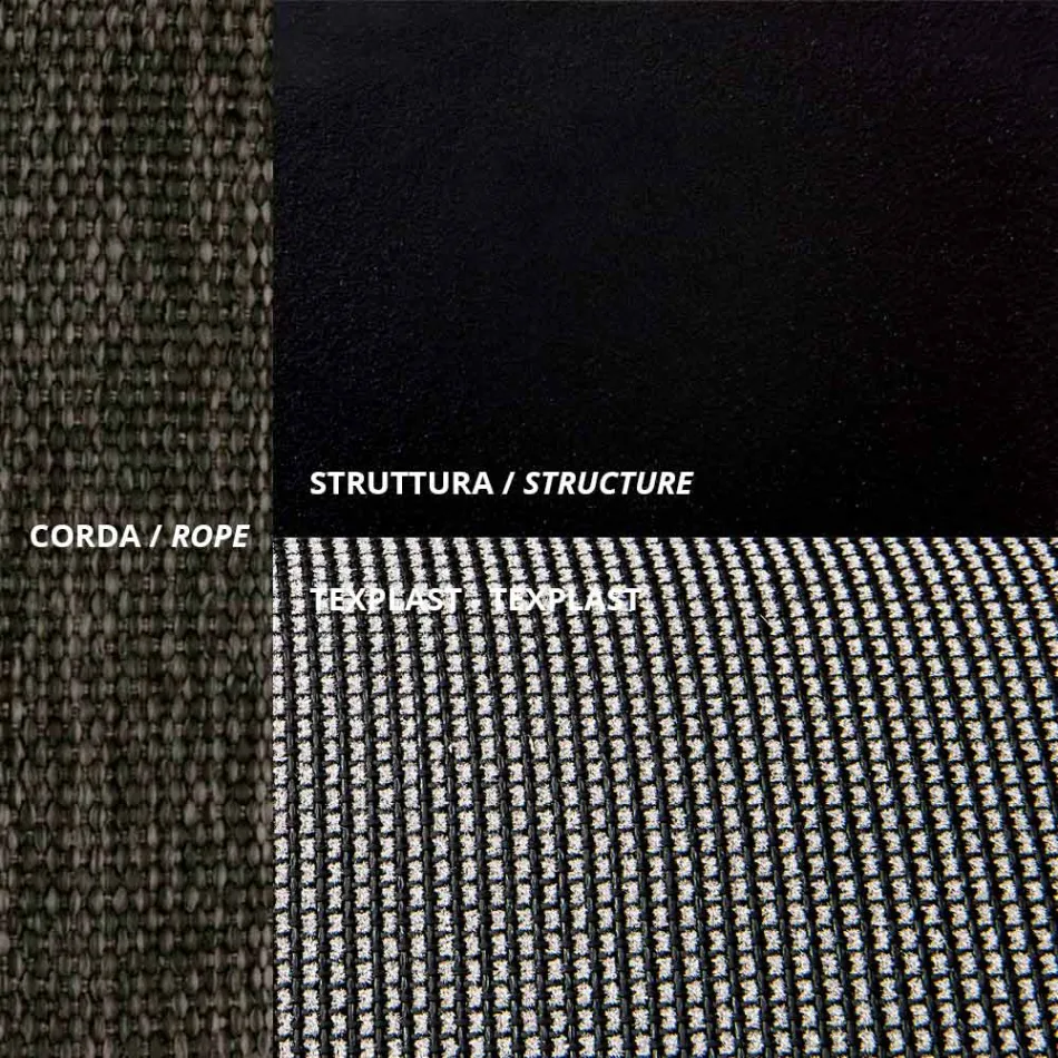 Outdoor Folding Armchair in Rope Aluminum and Texplast Made in Italy - Ubbe Viadurini