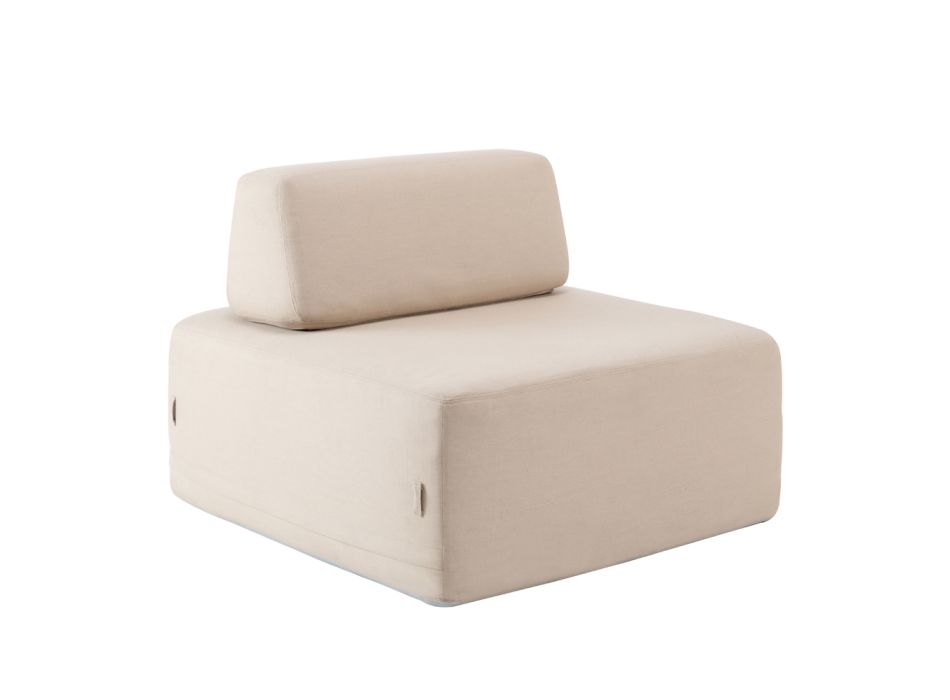 Outdoor Square Armchair Covered in Fabric Made in Italy - Lilium Viadurini