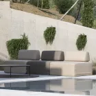 Outdoor Square Armchair Covered in Fabric Made in Italy - Lilium Viadurini