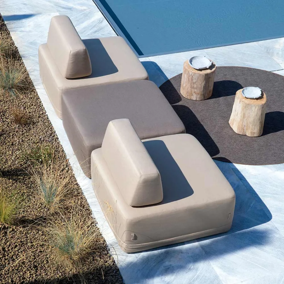 Outdoor Square Armchair Covered in Fabric Made in Italy - Lilium Viadurini