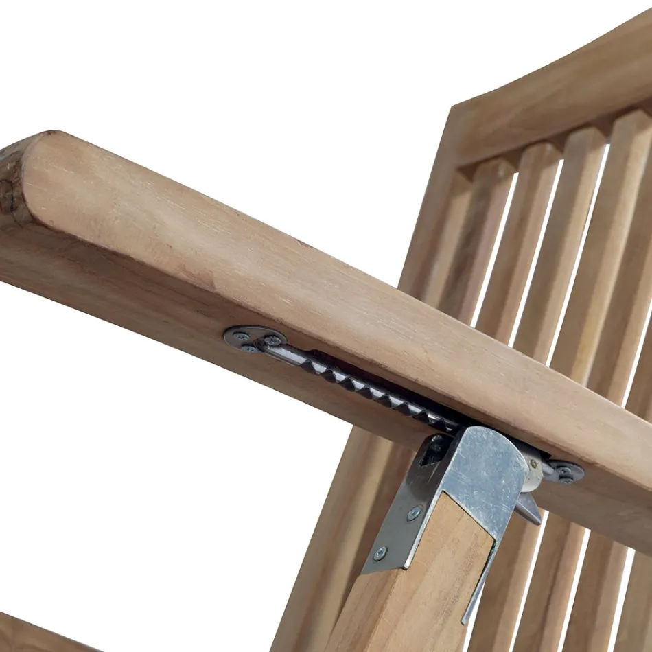 Reclining Garden Armchair Made of Teak Wood - Jade Viadurini