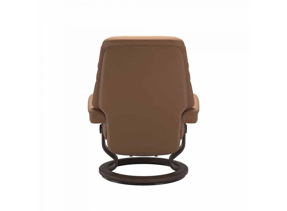 Reclining Leather Armchair with Headrest and Pouf - Stressless Sunrise Viadurini