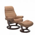 Leather Reclining Armchair with Headrest and Ottoman - Stressless Sunrise