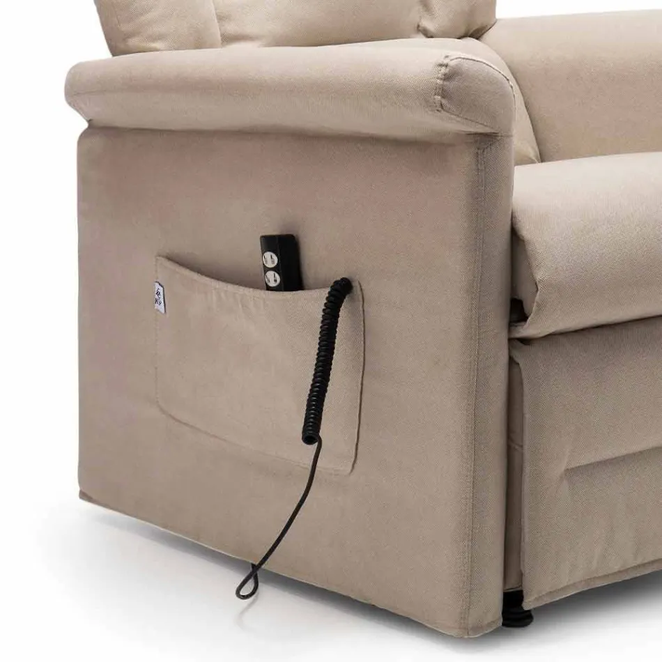 Lift Relax Reclining Armchair with 2 Motors with Wheels Made in Italy - Isabelle Viadurini