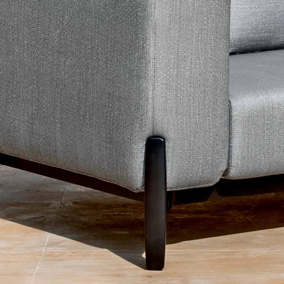 Relaxing Garden Armchair in Aluminum and Fabric, Design in 3 Finishes - Filomena Viadurini